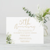 50ste Huwelijksjubileum Gouden Script Bloem Kaart (Staand voorkant)