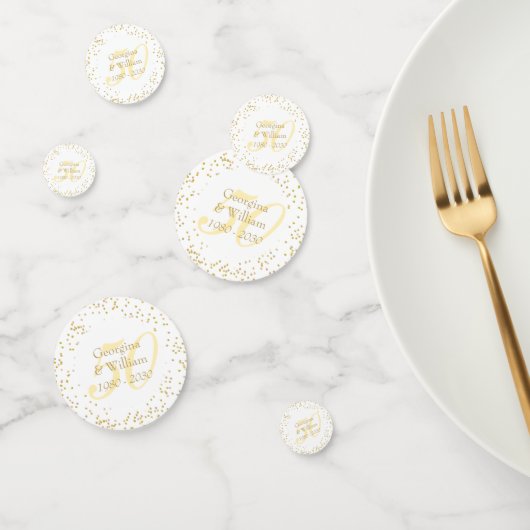 50ste huwelijksjubileum gouden stof confetti (Groep)