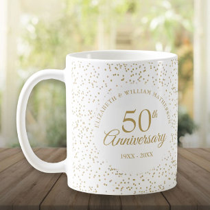 50ste huwelijksjubileum gouden stof confetti koffiemok