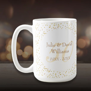 50ste huwelijksjubileum gouden stof confetti koffiemok