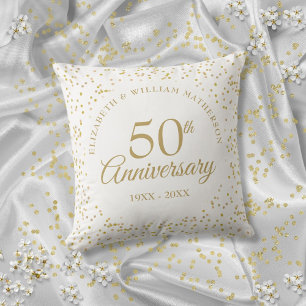 50ste huwelijksjubileum gouden stof confetti kussen