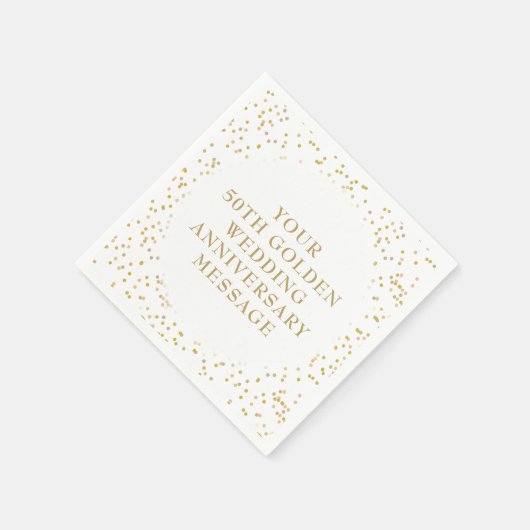 50ste huwelijksjubileum gouden stof confetti servet (Hoek)