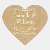 50ste huwelijksjubileum goudstof confetti hart sticker (Voorkant)
