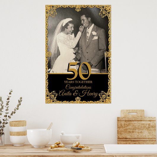 50ste huwelijksjubileum hangende poster (Keuken)