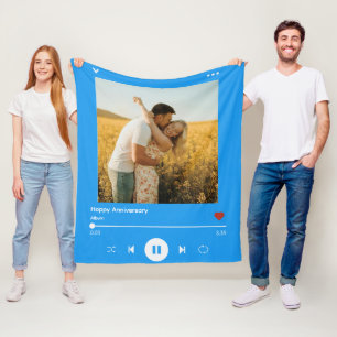 50ste huwelijksjubileum Hemelblauw Foto Lied Album Fleece Deken