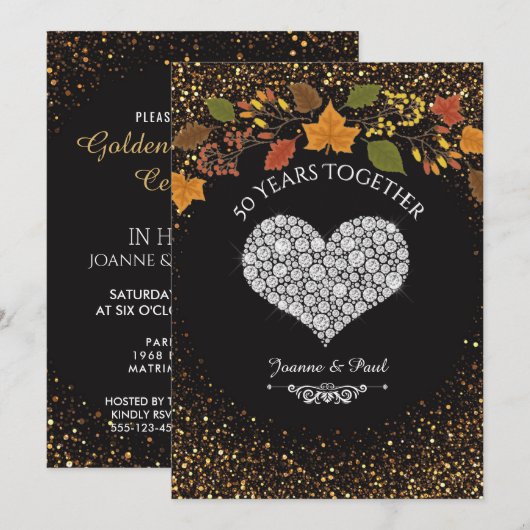50ste huwelijksjubileum herfstfeest hart kaart (Voorkant / Achterkant)