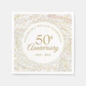 50ste huwelijksjubileum marmer goudstof servet (Voorkant)