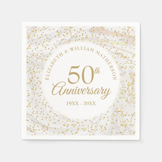 50ste huwelijksjubileum marmer goudstof servet (Voorkant)