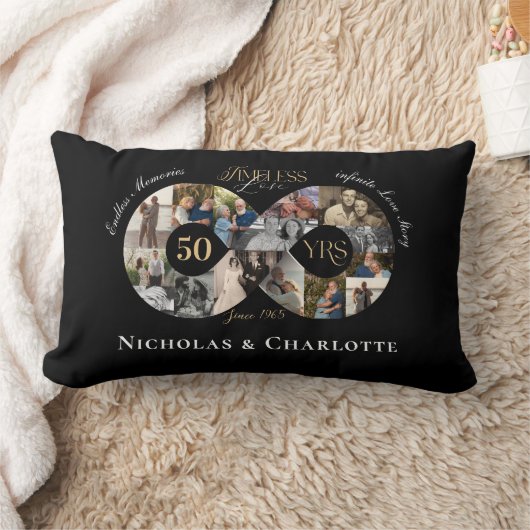 50ste huwelijksjubileum oneindige fotocollage kussen (Deken)