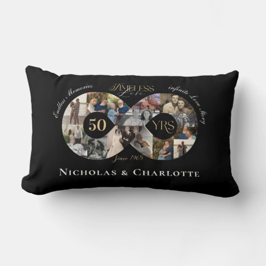 50ste huwelijksjubileum oneindige fotocollage kussen (Voorkant)