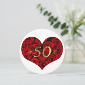 50ste huwelijksjubileum Rode Rozen Hart Elegant I Kaart (Staand voorkant)