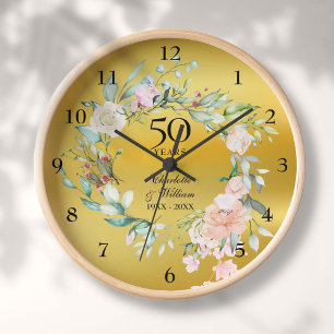 50ste huwelijksjubileum rozen bloemig goud folie