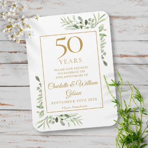 50ste huwelijksjubileum Save the Date groen Magneet
