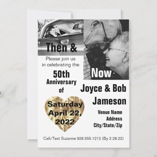 50ste huwelijksjubileum Toen & Nu foto Kaart (Voorkant)