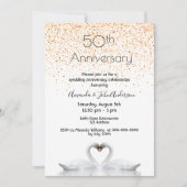 50ste huwelijksjubileum twee zwanen verliefd wit kaart (Voorkant)