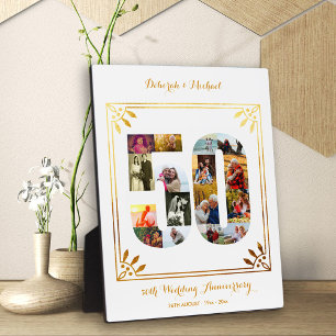 50ste huwelijksjubileum Witte Gouden Fotocollage Fotoplaat