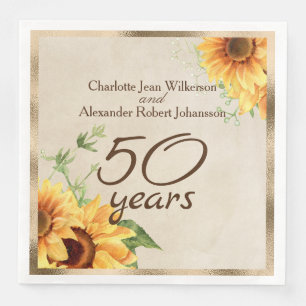 50ste huwelijksjubileum zonnebloemen servet