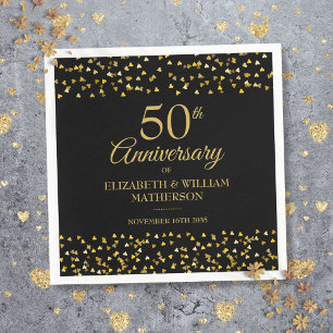 50ste huwelijksjubileum Zwart en Goud Servet