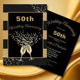 50ste huwelijksjubileum Zwart Goud Chic Elegant Kaart