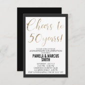 50ste huwelijksjubileum Zwart Goud Modern Kaart (Voorkant / Achterkant)