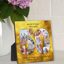 50ste huwelijksjubileum zwart gouden fotocollage fotoplaat