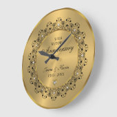 50ste huwelijksjubileum Zwarte Mandala op Goud Grote Klok (Hoek)