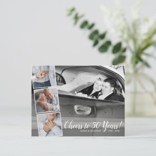 50ste huwelijksjubileumfeest, elk jaar, foto's briefkaart (Staand voorkant)