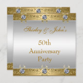50ste huwelijksjubileumfeest Goud Wit Kaart (Voorkant / Achterkant)