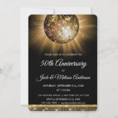 50ste huwelijksjubileumfeest Gouden Disco Bal Kaart (Voorkant)