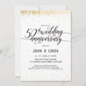 50ste huwelijksjubileumfeest uitnodiging - Goud (Voorkant)