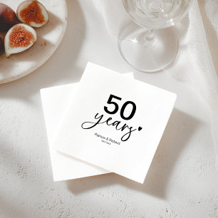 50ste huwelijksjubileumfeest Zwart en Wit  Servet