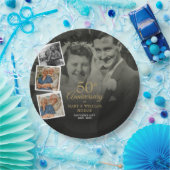 50ste huwelijksverjaardag 5 foto collage papieren bordje (Feest)