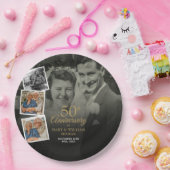 50ste huwelijksverjaardag 5 foto collage papieren bordje (Feest)