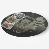 50ste huwelijksverjaardag 5 foto collage papieren bordje (Gekanteld)