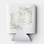 50ste huwelijksverjaardag Aquarel Groene Tinten Blikjeskoeler (Achterkant)