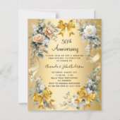 50ste huwelijksverjaardag Bloemengoud uitnodiging (Voorkant)