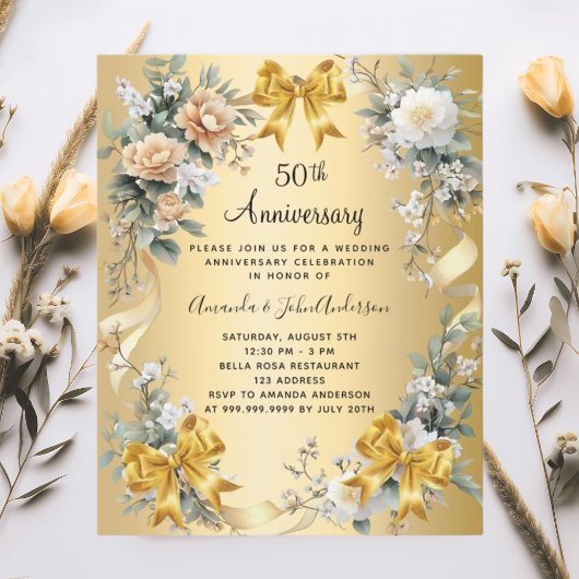 50ste huwelijksverjaardag Bloemengoud uitnodiging