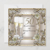 50ste huwelijksverjaardag Crème Gouden Lelie Kaart (Voorkant)