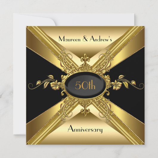 50ste huwelijksverjaardag Deco Goud Gouden 2 Kaart (Voorkant)