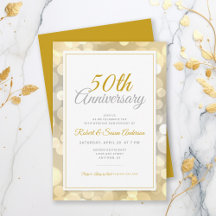 50ste huwelijksverjaardag | Elegante gouden bokeh
