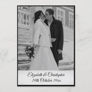 50ste Huwelijksverjaardag Foto Elegant Zwart Wit Kaart