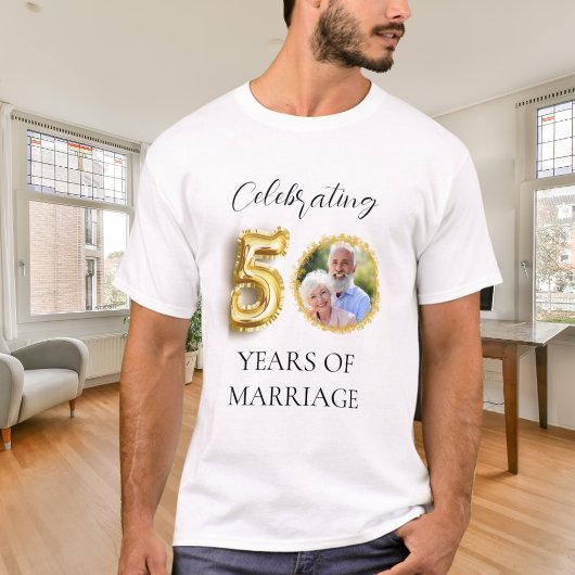 50ste huwelijksverjaardag foto Gold Guy T-shirt