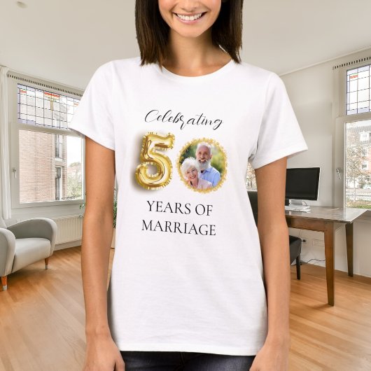 50ste huwelijksverjaardag foto goud t-shirt