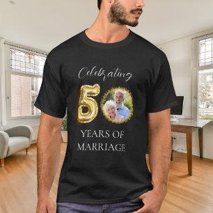 50ste huwelijksverjaardag foto zwart gouden mannen t-shirt