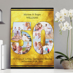 50ste huwelijksverjaardag geborsteld goud multi fo canvas afdruk