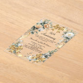 50ste huwelijksverjaardag gele bloemen gouden boge acryl uitnodigingen (Laagn)