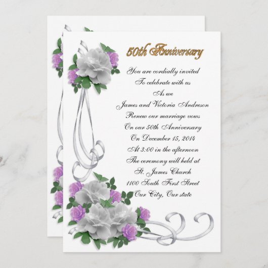 50ste huwelijksverjaardag gelofte vernieuwing Witt Kaart (Voorkant / Achterkant)