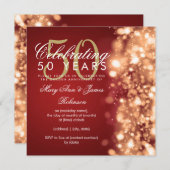 50ste huwelijksverjaardag Glam Glitters Goud & Roo Kaart (Voorkant / Achterkant)