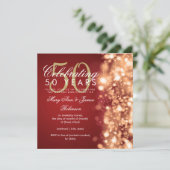 50ste huwelijksverjaardag Glam Glitters Goud & Roo Kaart (Staand voorkant)