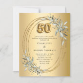 50ste huwelijksverjaardag Gold Greenery uitnodigin (Voorkant)